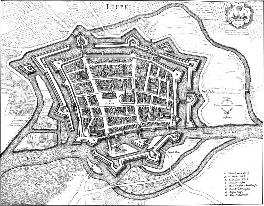 Historische Zeichnung zur Festungsanlage Lippstadt