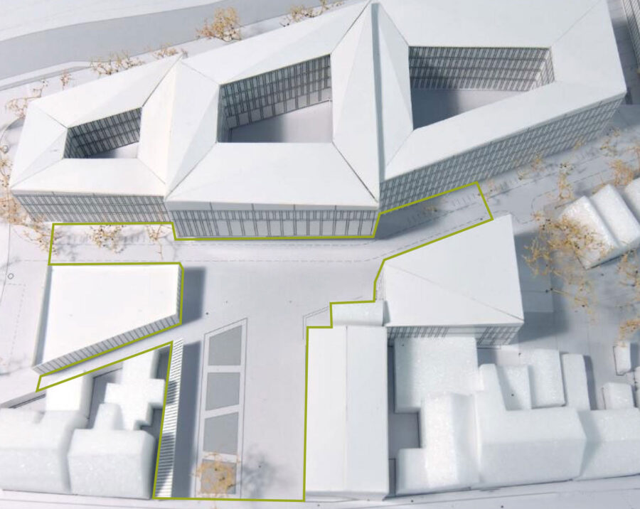 Modellansicht und Freiraumplanung Quartiersplatz